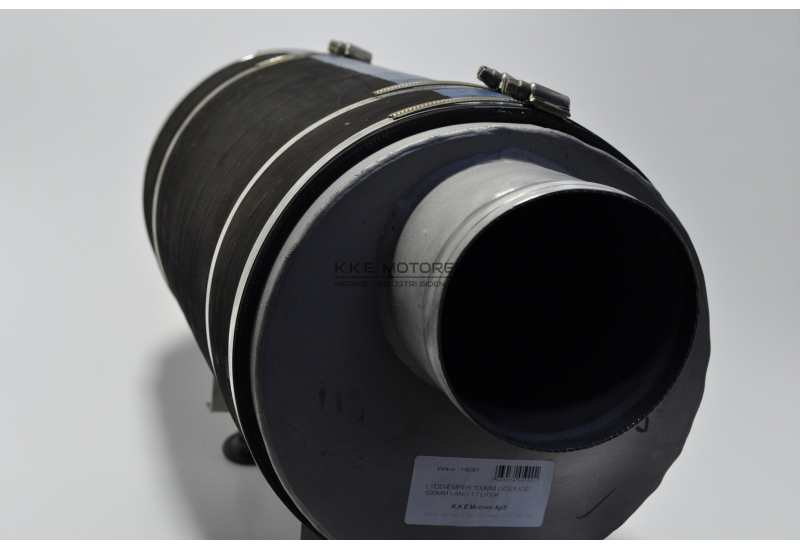 LYDDÆMPER 100MM LIGE/LIGE 500MM LANG 17 LITER